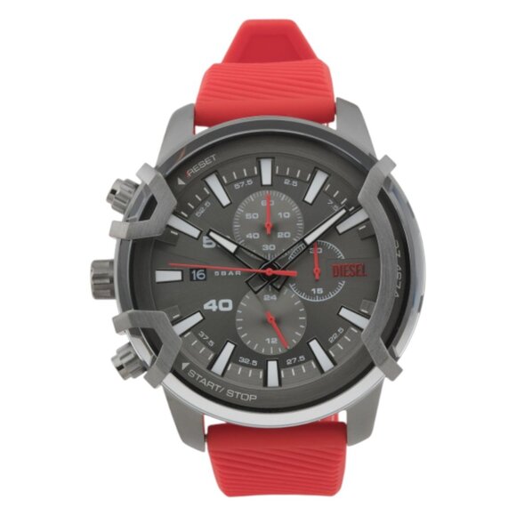 DIESEL Men's Red Gunmetal Griff Chronograph Watch And Bracelet Set - Picture 1 of 5